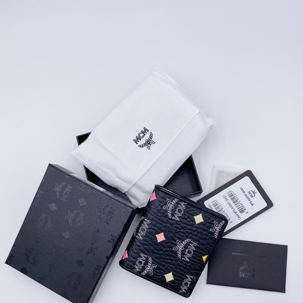 MCM Spectrum Diamond Black Zipper Wallet Canvas